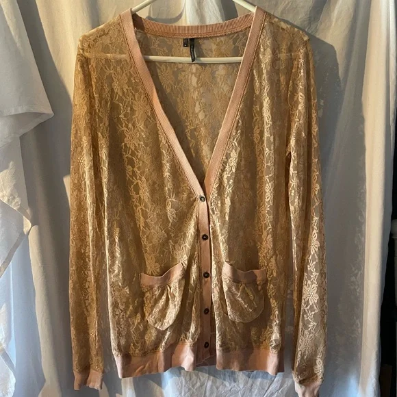 Maurices Blush Lace Cardigain - Picture 4 of 5